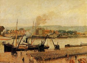 Morning, after the Rain, Rouen Oil painting by Camille Pissarro