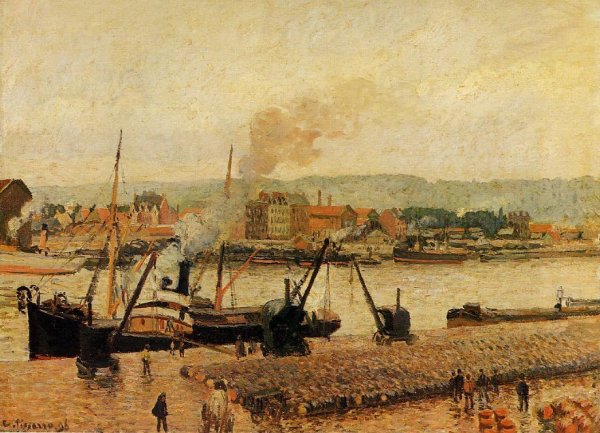 Morning, after the Rain, Rouen by Camille Pissarro - Hand-Painted Oil Painting Reproduction