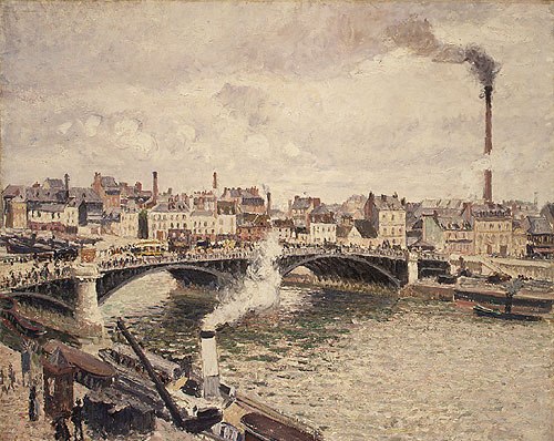 Morning, An Overcast Day, Rouen by Camille Pissarro - Hand-Painted Oil Painting Reproduction