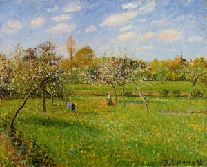 Morning, Spring, Grey Weather, Eragny by Camille Pissarro - Oil Painting Reproduction