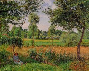 Morning, Sun Effect, Eragny Oil painting by Camille Pissarro