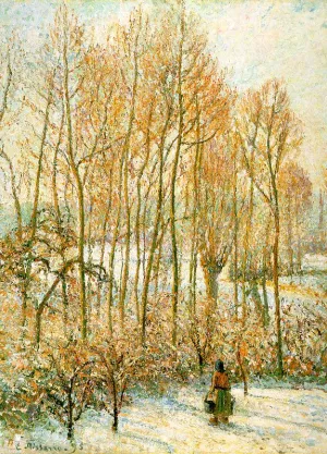 Morning Sunlight on the Snow, Eragny-Sur-Epte by Camille Pissarro - Oil Painting Reproduction