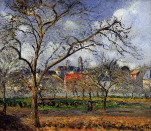 On Orchard in Pontoise in Winter by Camille Pissarro Oil Painting