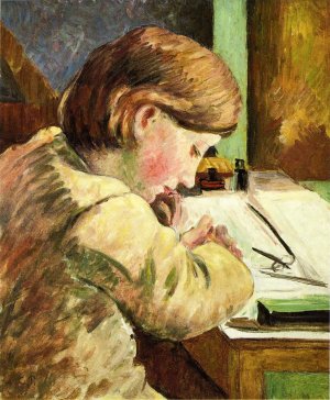 Paul Writing by Camille Pissarro Oil Painting