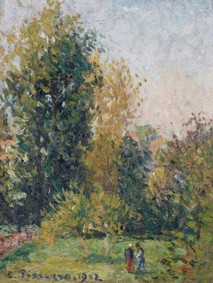 Paysage Avec Deux Personnages, eragny, Automne by Camille Pissarro Oil Painting