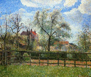 Pear Tress in Bloom, Eragny, Morning by Camille Pissarro - Oil Painting Reproduction