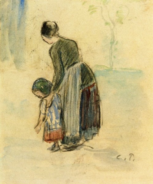 Main Product Photo of Peasant and Child Painting by Camille Pissarro