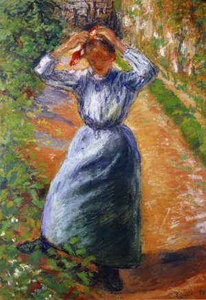 Peasant Donning Her Marmotte by Camille Pissarro Oil Painting