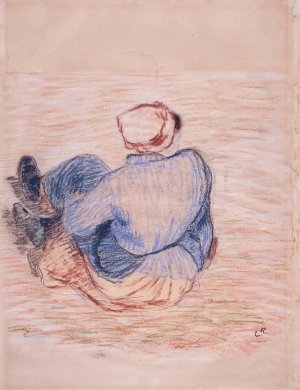 Peasant Girl Seated on the Ground by Camille Pissarro Oil Painting
