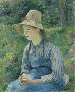 Peasant Girl with a Straw Hat by Camille Pissarro Oil Painting