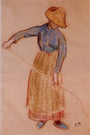Peasant with a Pitchfork by Camille Pissarro Oil Painting
