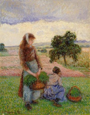 Peasant Woman Carrying a Basket by Camille Pissarro Oil Painting