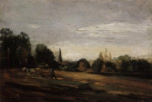 Peasant Working in the Fields by Camille Pissarro Oil Painting