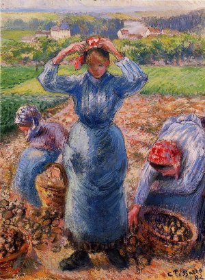 Peasants Harvesting Potatoes by Camille Pissarro Oil Painting