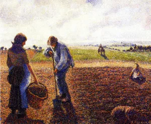 Peasants in the Field, Eragny by Camille Pissarro Oil Painting