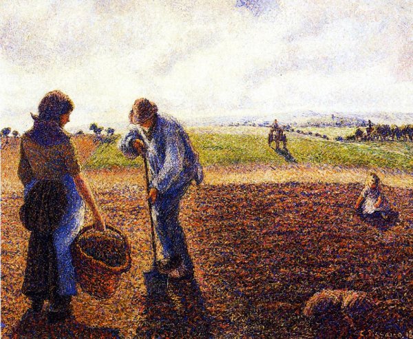 Main Product Photo of Peasants in the Field, Eragny Painting by Camille Pissarro