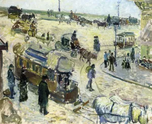 Place de la Republique, Rouen with Tramway by Camille Pissarro - Oil Painting Reproduction