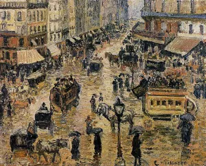 Place du Havre, Paris; Rain painting by Camille Pissarro
