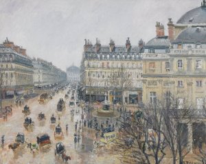 Place du Theatre Francais, Paris; Rain by Camille Pissarro Oil Painting