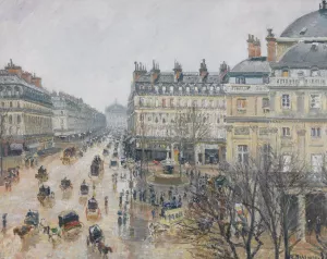 Place du Theatre Francais, Paris; Rain by Camille Pissarro Oil Painting