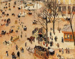 Place du Theatre Francais by Camille Pissarro Oil Painting