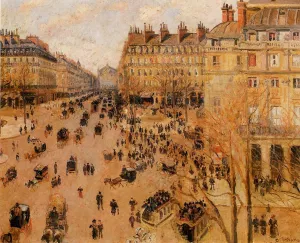 Place du Thretre Francais: Sun Effect painting by Camille Pissarro