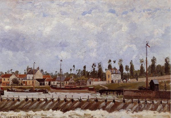 Pontoise Dam by Camille Pissarro - Hand-Painted Oil Painting Reproduction