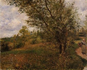 Pontoise Landscape, Through the Fields by Camille Pissarro Oil Painting