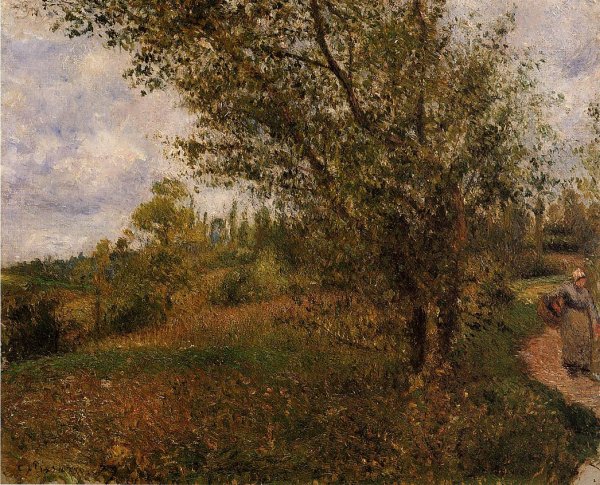 Pontoise Landscape, Through the Fields by Camille Pissarro - Hand-Painted Oil Painting Reproduction