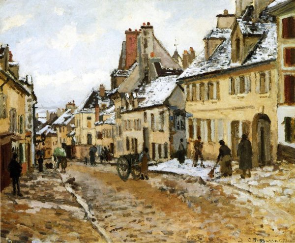 Pontoise, the Road to Gisors in Winter by Camille Pissarro - Hand-Painted Oil Painting Reproduction