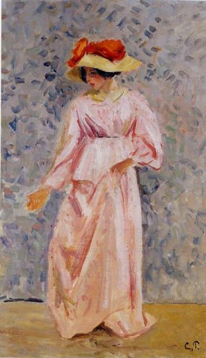 Portrait of Jeanne in a Pink Robe by Camille Pissarro Oil Painting