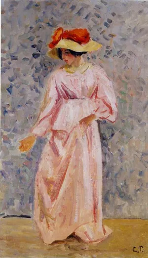 Portrait of Jeanne in a Pink Robe Oil painting by Camille Pissarro