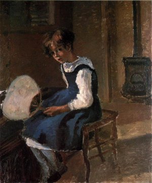Portrait of Jeanne with a Fan by Camille Pissarro Oil Painting