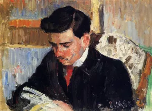 Portrait of Rodo Pissarro Reading Oil painting by Camille Pissarro