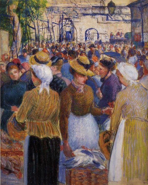 Main Product Photo of Poultry Market at Gisors Painting by Camille Pissarro