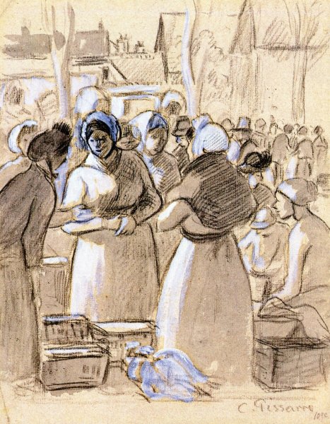 Poultry Market in Gisors by Camille Pissarro - Hand-Painted Oil Painting Reproduction