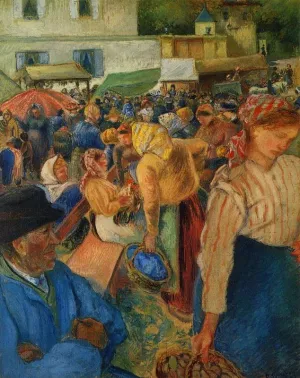 Poultry Market, Pontoise by Camille Pissarro - Oil Painting Reproduction