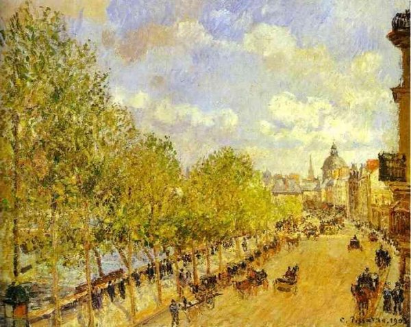 Quai Malaquais in the Afternoon, Sunshine by Camille Pissarro - Hand-Painted Oil Painting Reproduction