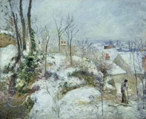 Rabbit Warren at Pontoise, Snow painting by Camille Pissarro