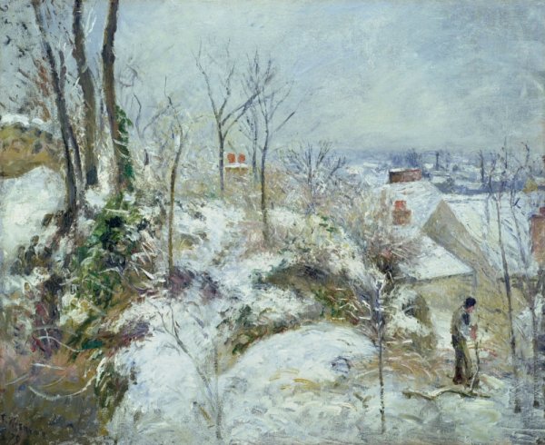 Rabbit Warren at Pontoise, Snow by Camille Pissarro - Hand-Painted Oil Painting Reproduction