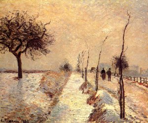 Road at Eragny: Winter by Camille Pissarro Oil Painting