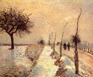 Road at Eragny: Winter by Camille Pissarro - Oil Painting Reproduction