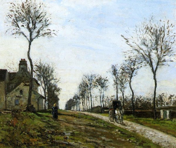 Main Product Photo of Road to Louveciennes Painting by Camille Pissarro