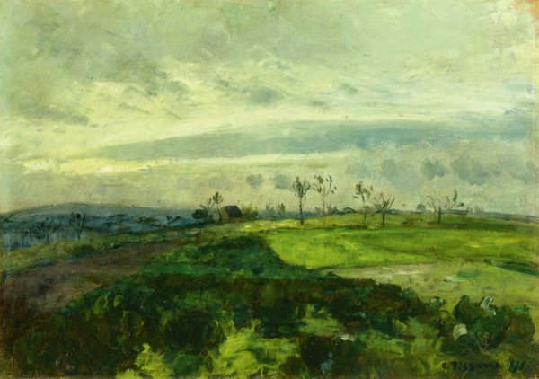 Rolling Landscape in Winter by Camille Pissarro - Hand-Painted Oil Painting Reproduction