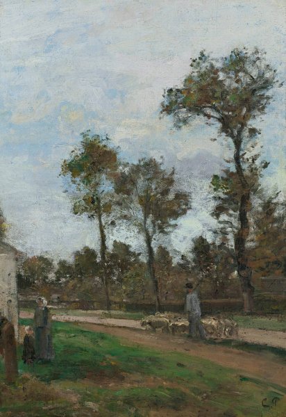 Route a Louveciennes  by Camille Pissarro - Hand-Painted Oil Painting Reproduction