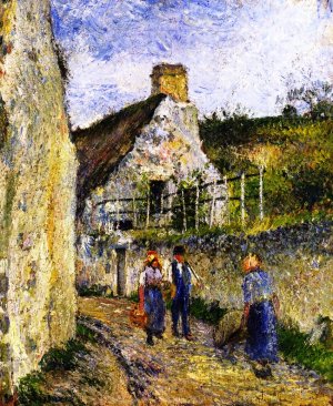 Rue des Roches at Velhermeil, Auvers-sur-Oise by Camille Pissarro Oil Painting