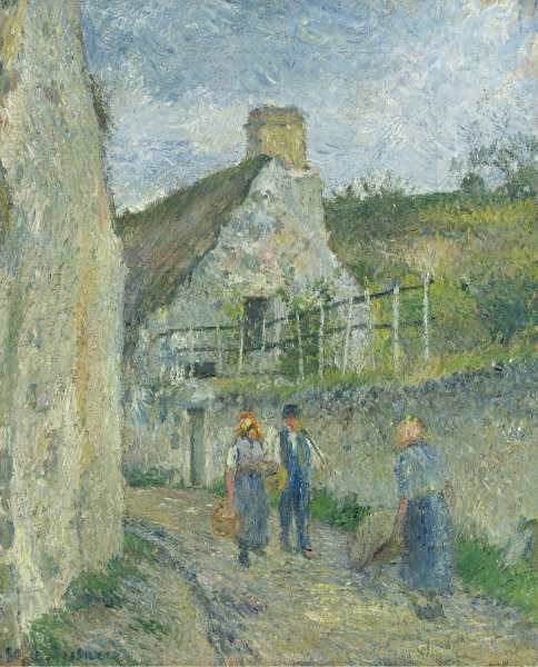 Rue Des Roches Au Valhermeil, Auvers Sur Oise  by Camille Pissarro - Hand-Painted Oil Painting Reproduction