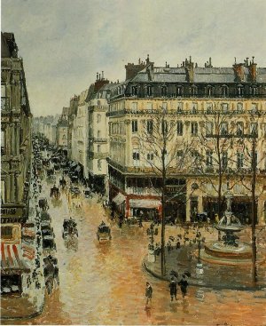 Rue Saint-Honore: Afternoon, Rain Effect by Camille Pissarro Oil Painting