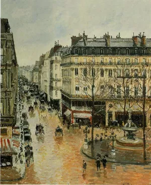 Rue Saint-Honore: Afternoon, Rain Effect painting by Camille Pissarro