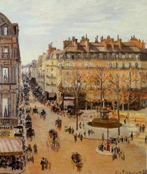 Rue Saint Honore: Sun Effect, Afternoon by Camille Pissarro Oil Painting